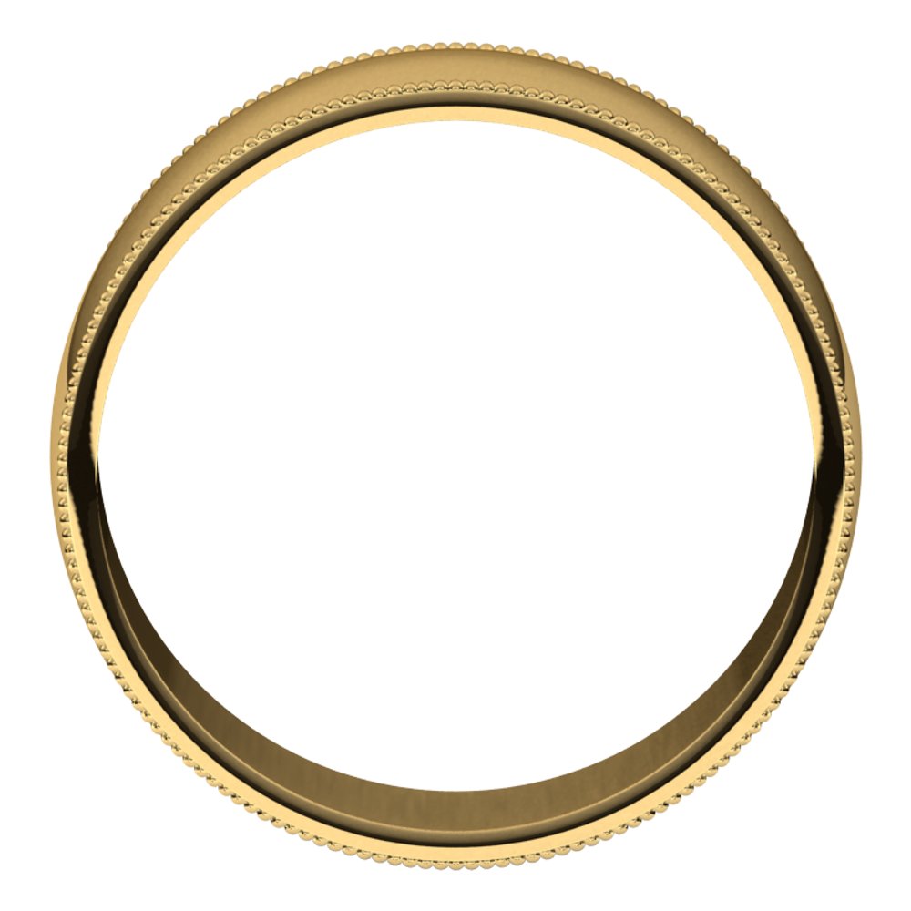 14K Yellow 7 mm Milgrain Half Round Light Band Size 12