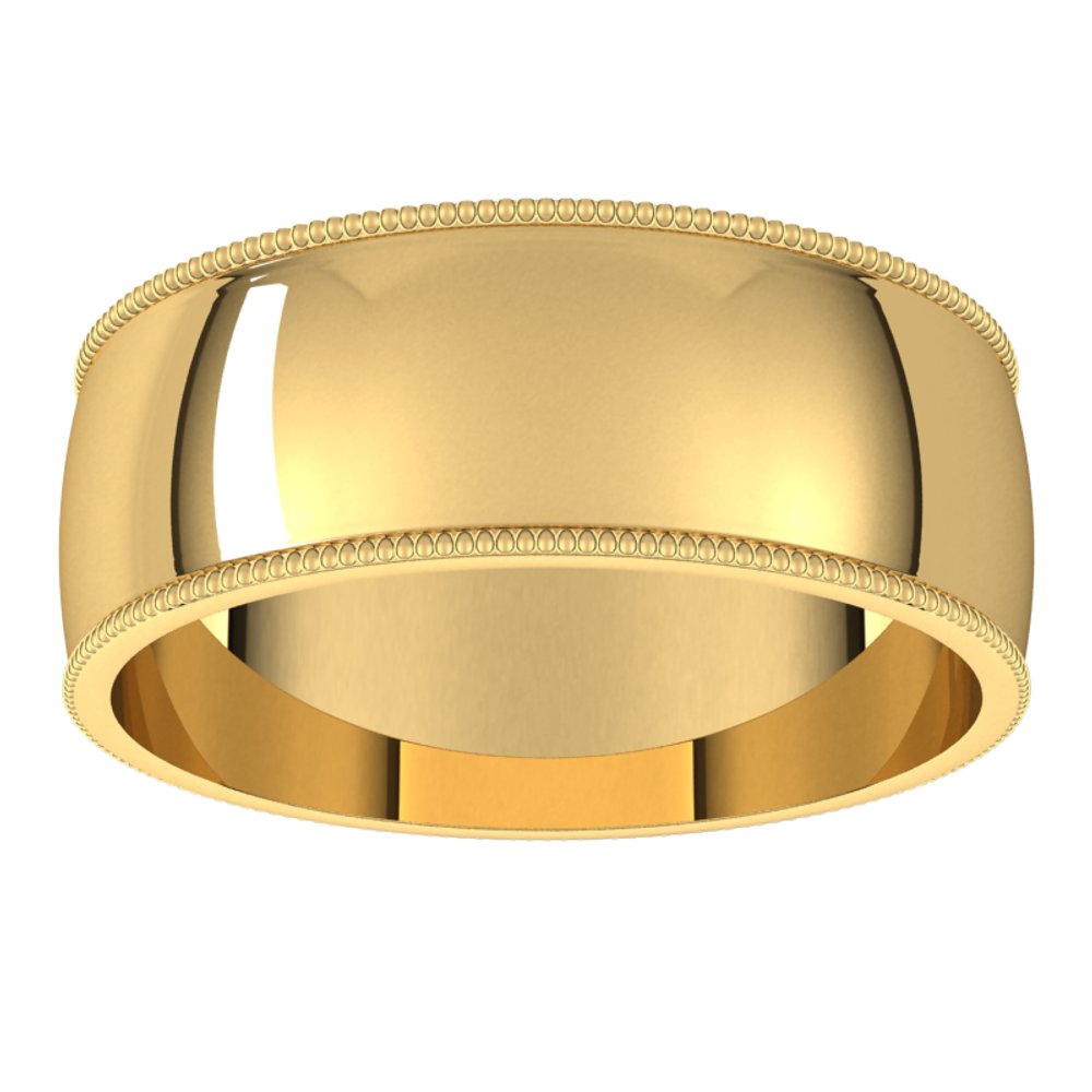 14K Yellow 7 mm Milgrain Half Round Light Band Size 12