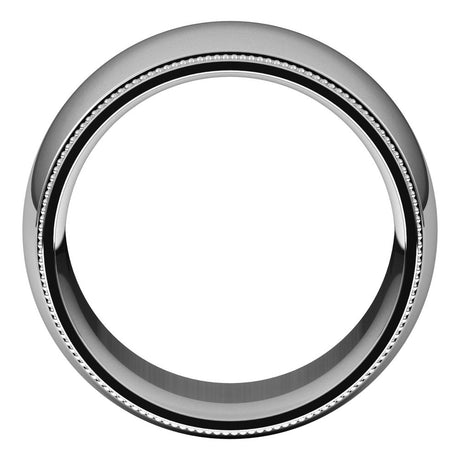 Sterling Silver 12 mm Milgrain Comfort-Fit Half Round Band Size 11