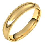 18K Yellow 4 mm Milgrain Half Round Comfort Fit Band Size 6.5