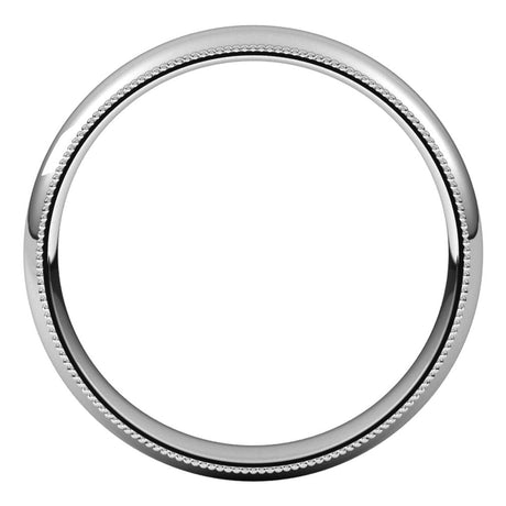 Platinum 4 mm Milgrain Half Round Comfort Fit Band Size 9.5