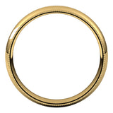 14K Yellow 4 mm Milgrain Half Round Comfort Fit Light Band