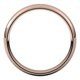 14K Rose 4 mm Milgrain Half Round Comfort Fit Light Band Size 5