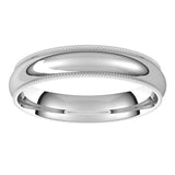 14K White 4 mm Milgrain Half Round Comfort Fit Band