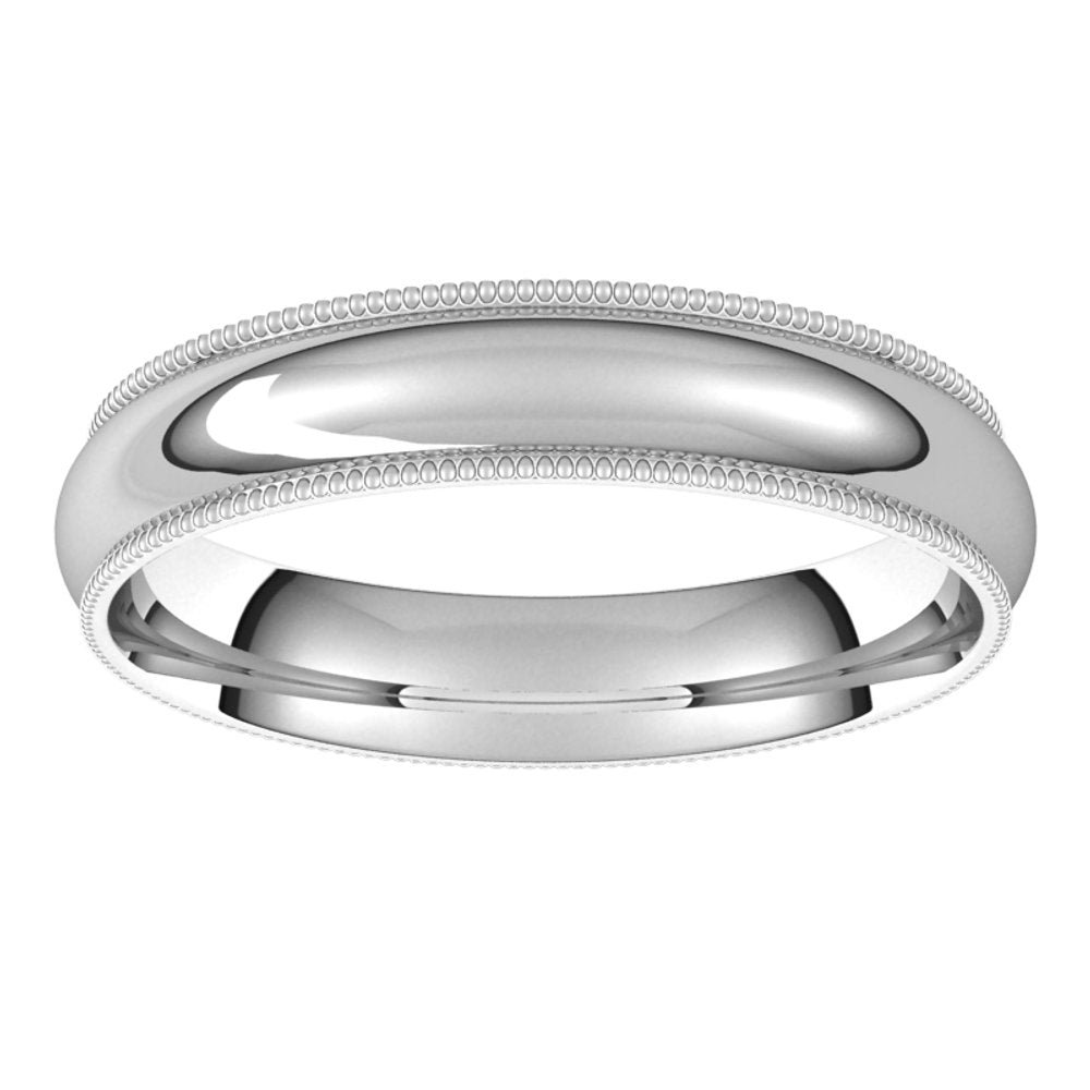 10K White 4 mm Milgrain Half Round Comfort Fit Band