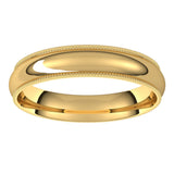 18K Yellow 4 mm Milgrain Half Round Comfort Fit Band