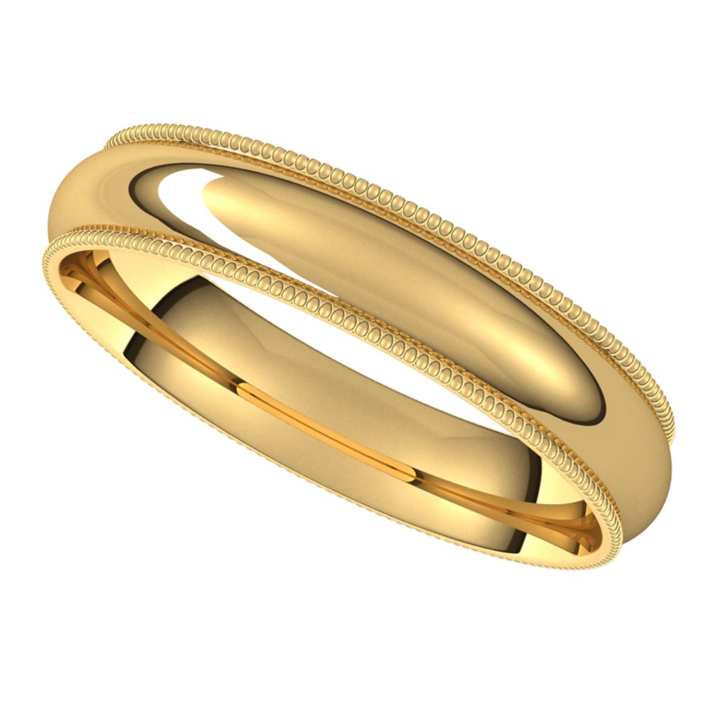 18K Yellow 4 mm Milgrain Half Round Comfort Fit Band