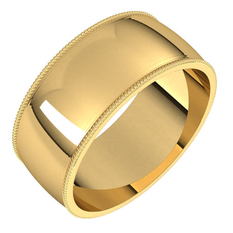 10K Yellow Gold 8 mm Lightweight Milgrain Half Round Band Size 10.5