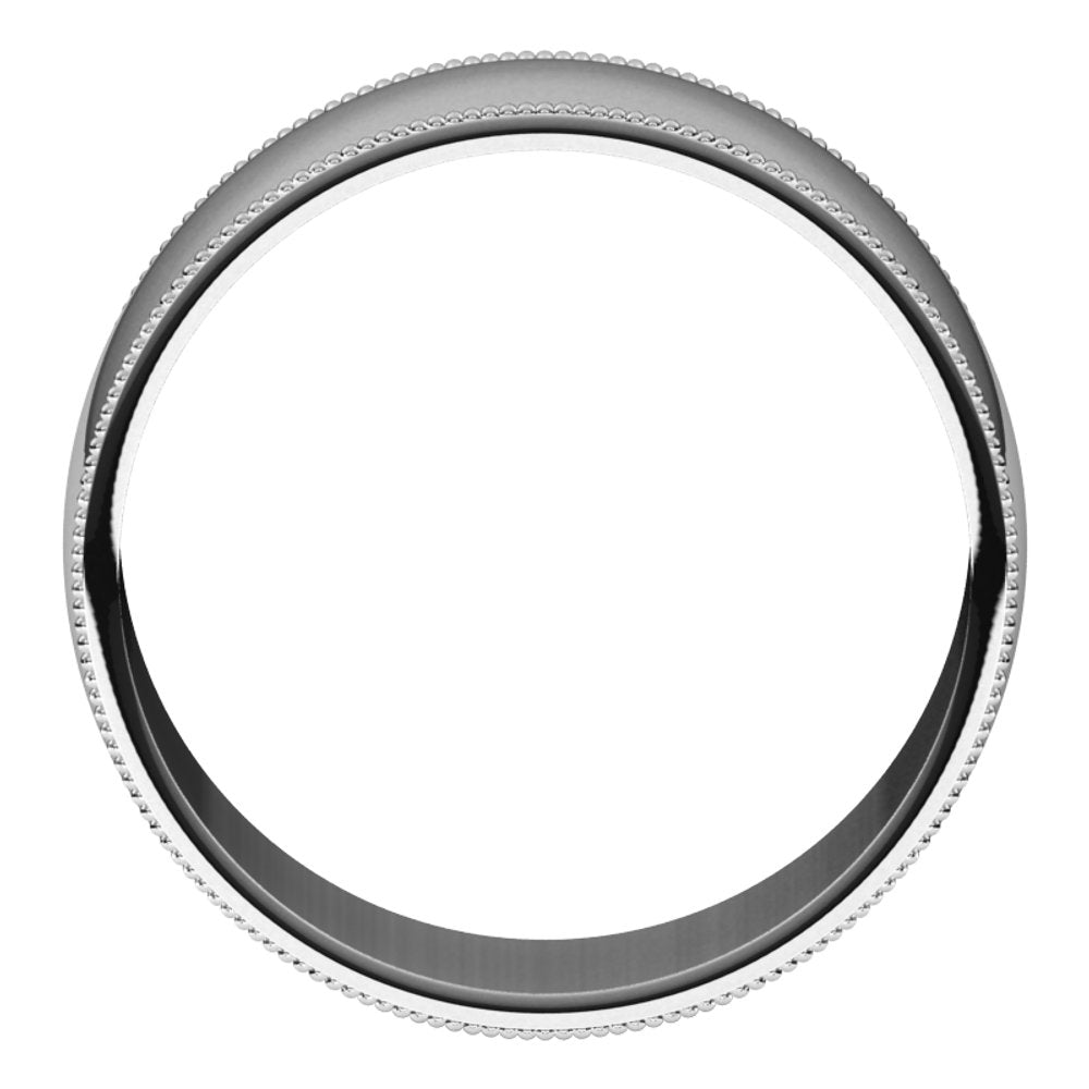 14K White Gold 8 mm Lightweight Milgrain Half Round Band Size 10.5