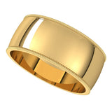 10K Yellow Gold 8 mm Lightweight Milgrain Half Round Band Size 10.5
