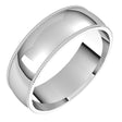 18K White 6 mm Milgrain Half Round Comfort Fit Band Size 12.5