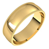 14K Yellow 6 mm Milgrain Light Comfort Fit Band