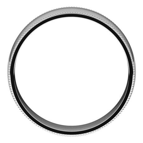 14K White 6 mm Milgrain Half Round Comfort Fit Band