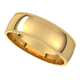 14K Yellow 6 mm Milgrain Half Round Comfort Fit Band