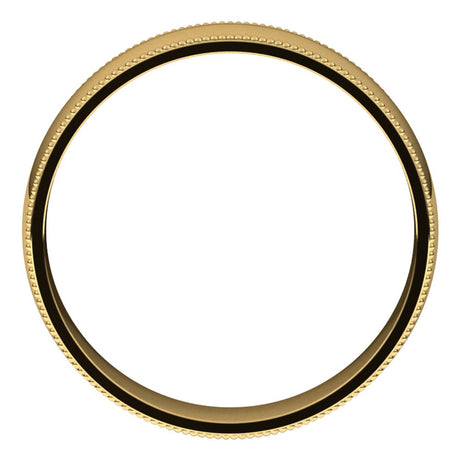 14K Yellow 5 mm Milgrain Half Round Comfort Fit Light Band