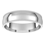 14K White 5 mm Milgrain Light Comfort Fit Band Size 10