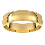 18K Yellow 5 mm Milgrain Half Round Comfort Fit Light Band Size 11.5