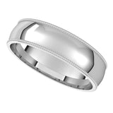 14K White 5 mm Milgrain Half Round Comfort Fit Band