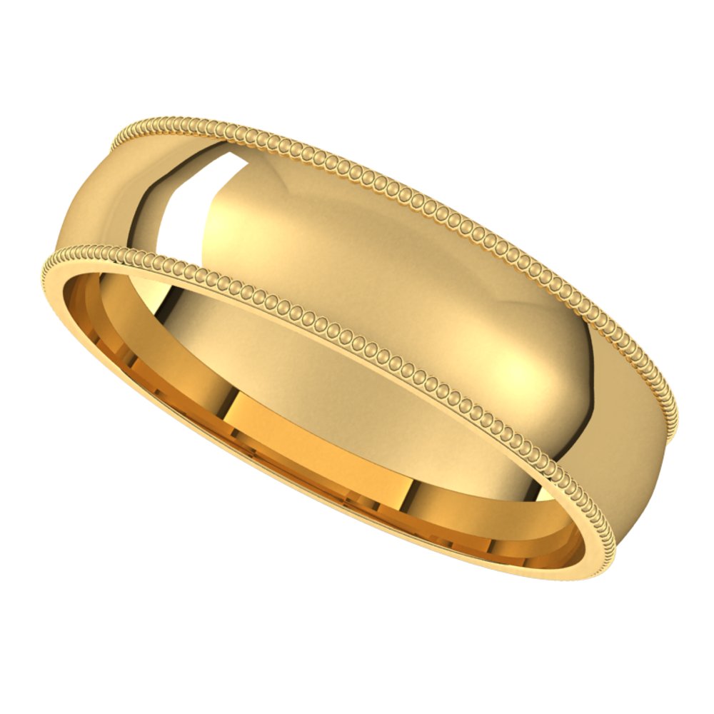 14K Yellow 5 mm Milgrain Light Comfort Fit Band