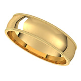 14K Yellow 5 mm Milgrain Half Round Comfort Fit Band