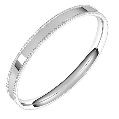14K White Gold 2.5 mm Milgrain Comfort-Fit Flat Band Size 7.5
