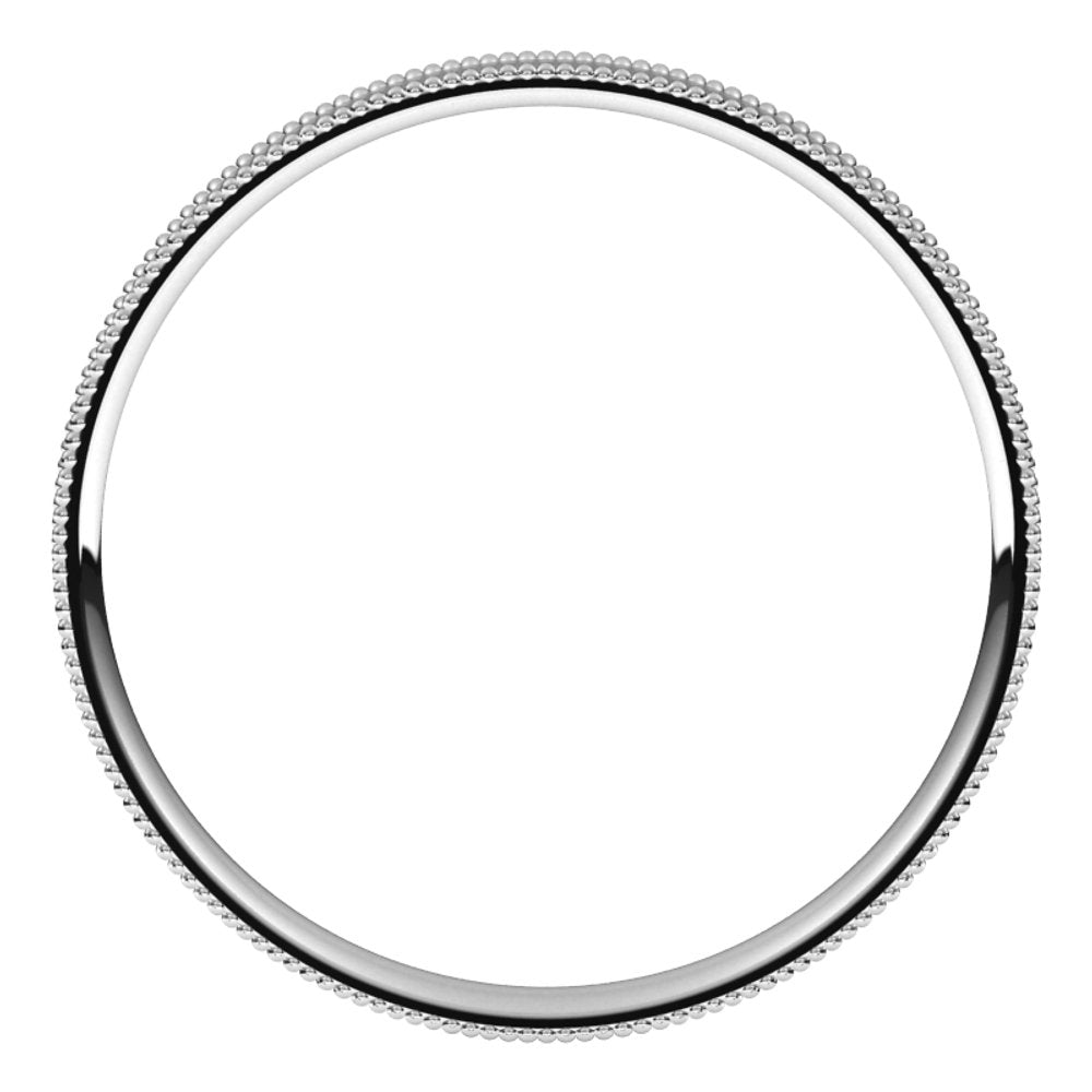 14K White Gold 2.5 mm Milgrain Comfort-Fit Flat Band Size 7.5