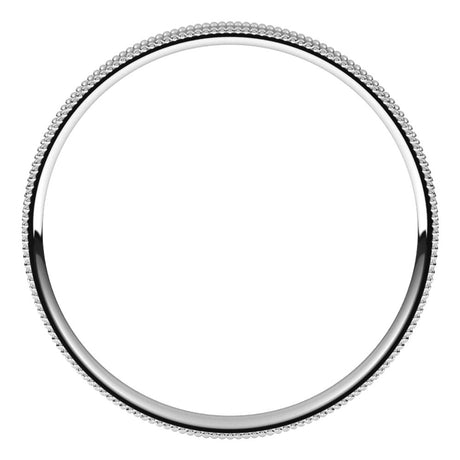 14K White Gold 2.5 mm Milgrain Comfort-Fit Flat Band Size 7.5