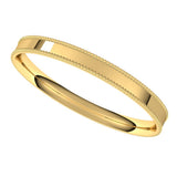 14K Yellow Gold 2.5 mm Milgrain Comfort-Fit Flat Band Size 9