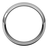 Platinum 7 mm Milgrain Half Round Comfort Fit Band Size 8.5