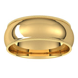 14K Yellow 7 mm Milgrain Half Round Comfort Fit Band