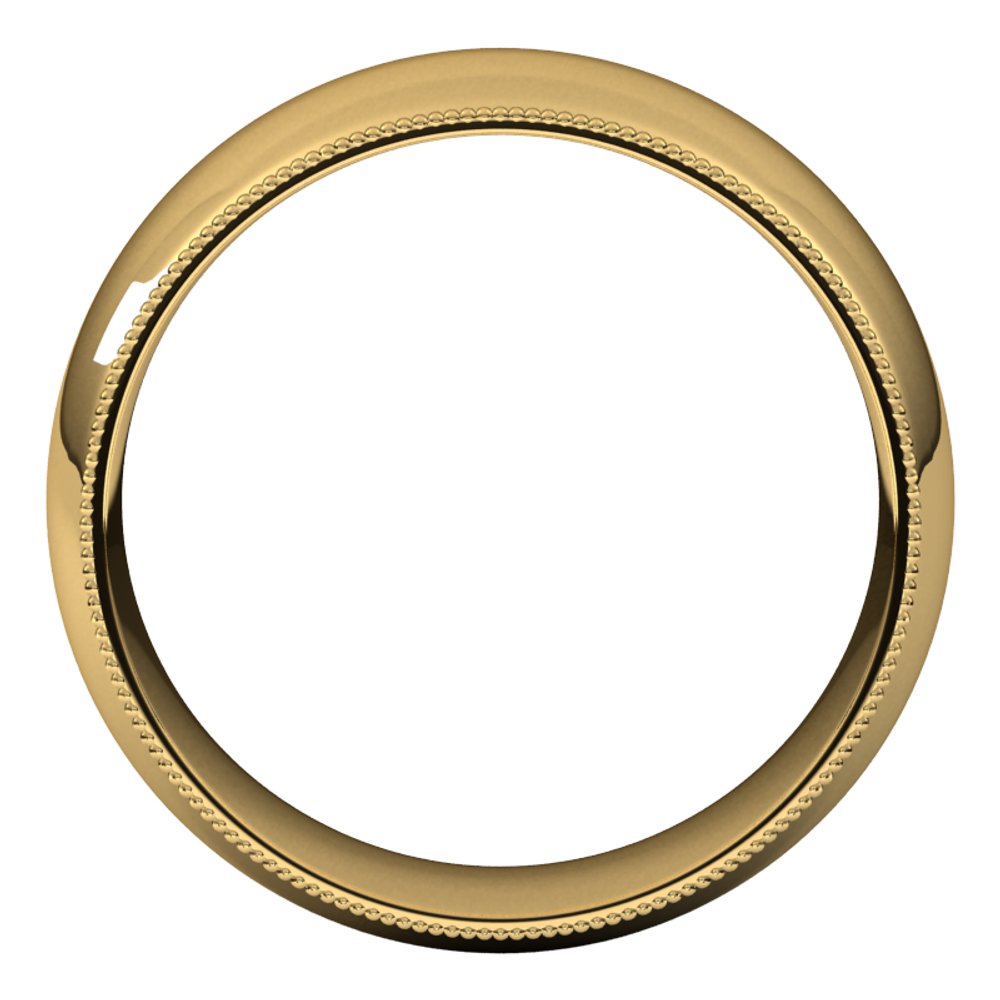 14K Yellow Gold 8 mm Lightweight Milgrain Comfort-Fit Half Round Band Size 11