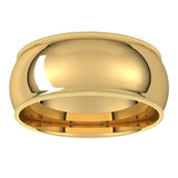 14K Yellow 8 mm Milgrain Half Round Comfort Fit Band