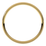 14K Yellow 3 mm Milgrain Half Round Comfort Fit Light Band Size 10