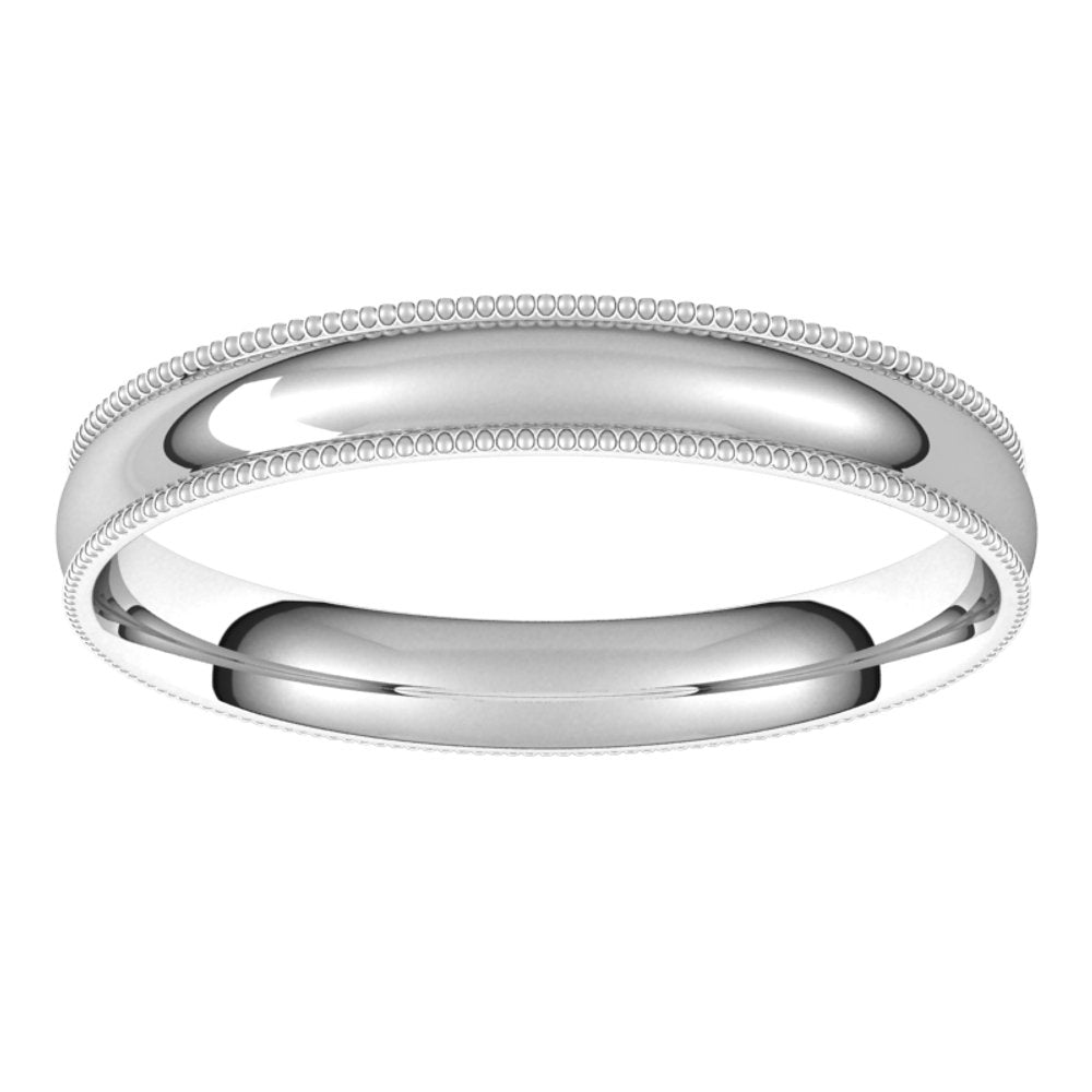 10K White 3 mm Milgrain Half Round Comfort Fit Light Band Size 7