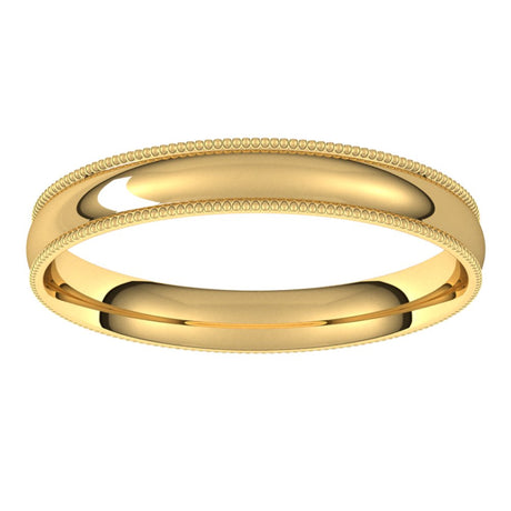 14K Yellow 3 mm Milgrain Light Comfort Fit Band Size 11