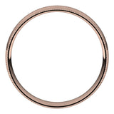 14K Rose 4 mm Milgrain Half Round Comfort Fit Light Band Size 5