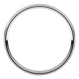 14K White 2.5 mm Milgrain Half Round Comfort Fit Light Band Size 7