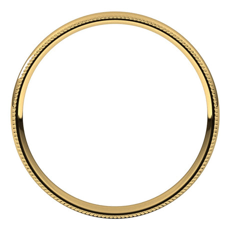 14K Yellow 2.5 mm Milgrain Half Round Comfort Fit Light Band Size 10