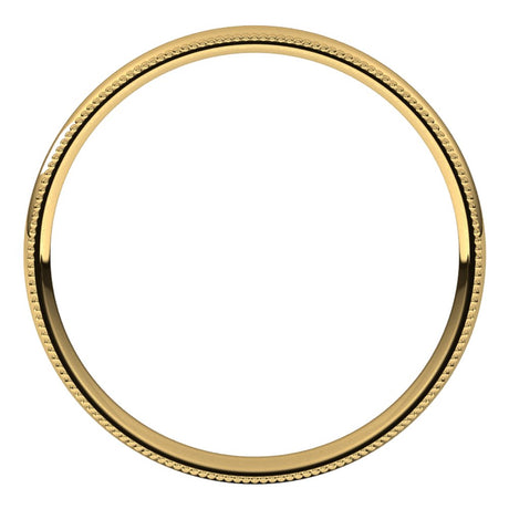 10K Yellow Gold 2.5 mm Lightweight Milgrain Comfort-Fit Half Round Band Size 4.5