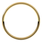 14K Yellow 2.5 mm Milgrain Half Round Comfort Fit Light Band