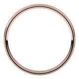 10K Rose Gold 2.5 mm Lightweight Milgrain Comfort-Fit Half Round Band Size 6.5