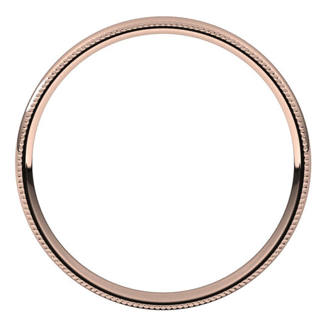 10K Rose Gold 2.5 mm Lightweight Milgrain Comfort-Fit Half Round Band Size 6.5