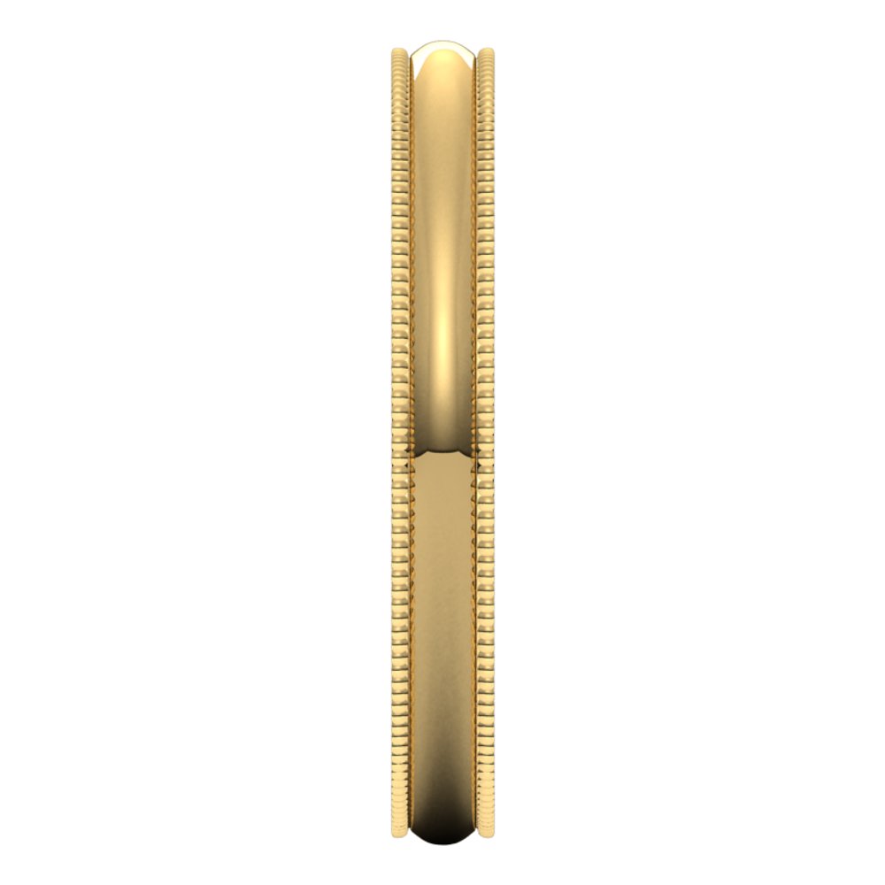 14K Yellow Gold 2.5 mm Lightweight Milgrain Comfort-Fit Half Round Band Size 5