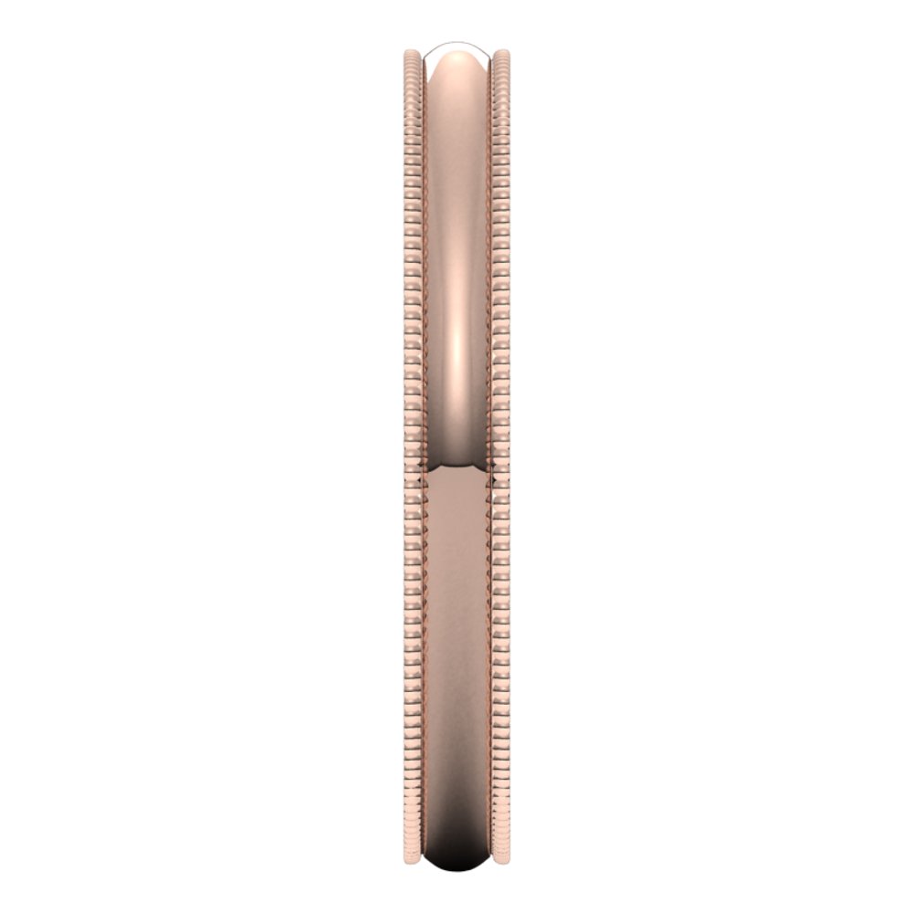 10K Rose Gold 2.5 mm Lightweight Milgrain Comfort-Fit Half Round Band Size 6.5