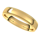 14K Yellow 4 mm Rope Half Round Comfort Fit Band