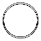 14K White 6 mm Milgrain Half Round Comfort Fit Light Band