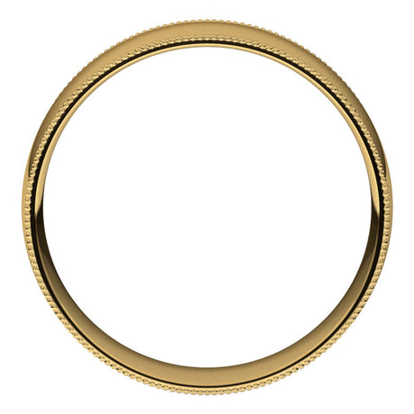 14K Yellow 6 mm Milgrain Half Round Comfort Fit Light Band