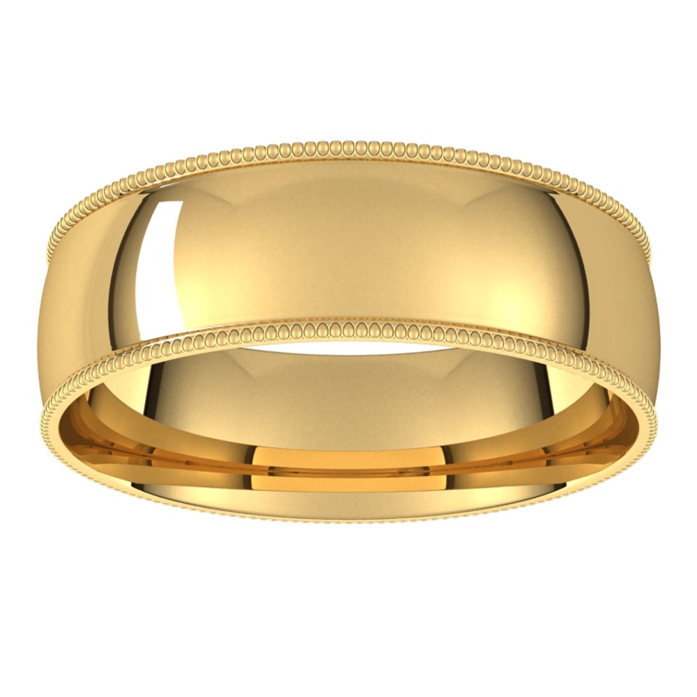 14K Yellow 6 mm Milgrain Half Round Comfort Fit Light Band