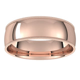 14K Rose 6 mm Milgrain Half Round Comfort Fit Light Band Size 9.5