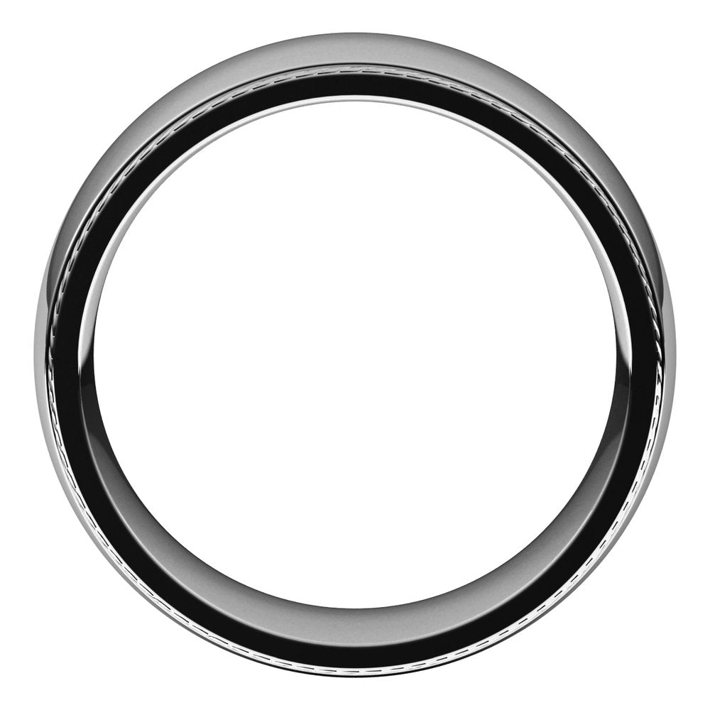 14K White Gold 8 mm Rope Comfort-Fit Half Round Band Size 10